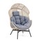 Costway Oversized Egg Style Chair with Cushions & Headrest Heavy-Duty Metal Frame for Yard Off White/Grey/Black
